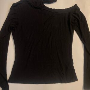 Black Asymmetrical Long Sleeve Blouse